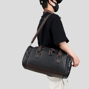 Sac de voyage en cuir PU imperméable, grande capacité, sac à dos de week-end, sangle réglable, fermeture éclair, sac de sport pour la nuit - Product Image 5