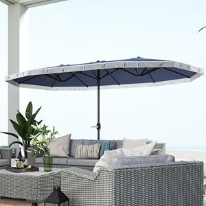 Ombrellone da Giardino Extra Large Blu Scuro da 4,5m con Frange e Manovella - Protezione UPF30+ (Raggio 2,7m-3m) - Product Image 2