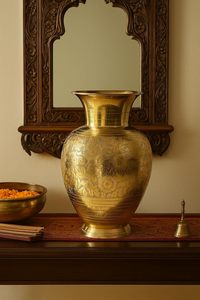 Jarrón de Flores de Latón Hecho a Mano de Primera Calidad para Decoración del Hogar, Maceta Decorativa con Acabado Dorado Antiguo - Product Image 2