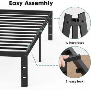 Struttura letto a piattaforma in metallo resistente Win, misura singola, con spazio contenitore da 14 pollici, non necessita di rete a doghe - Product Image 3