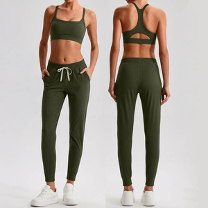 Ensemble de vêtements de sport pour femmes, respirant, soutien-gorge de yoga et leggings taille haute, vêtements de fitness, teinture unie/à rayures, séchage rapide - Product Image 3
