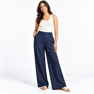 Premium 100% <b>Linen</b> Summer Women's Casual Mid-Waist Pants Trousers Breathable Flat Front Sleepwear for Night Sustainable Soft - Product Image 4