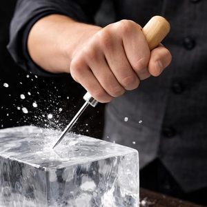 Customizable Logo Eco-Friendly Reusable Portable Solid Wood & Stainless Steel 15CM <b>Ice</b> <b>Picks</b> Anti-Slip Bar & Kitchen Tool - Product Image 4
