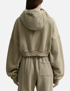 Ensemble de survêtement vert olive à capuche pour femme, manches longues, fermeture éclair sur le devant, coupe ample, pantalon de jogging décontracté pour l'automne - Product Image 3