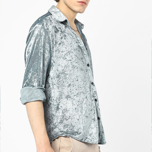 ผู้ผลิตเสื้อผ้ามืออาชีพ เสื้อแฟชั่นชาย แขนยาว ผ้ากำมะหยี่ ขายส่ง เสื้อกำมะหยี่ชาย สกรีนโลโก้ตามสั่ง - Product Image 5