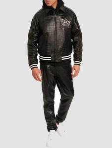 Chaqueta Bomber de Cuero Genuino Avirex con Estampado de Cocodrilo Estilo Aviador - Product Image 2