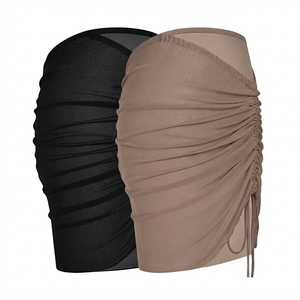 Women's Sheer Mesh Beach Cover Up Mini <b>Skirt</b> Tie Front <b>Swim</b> <b>Skirt</b> Drawstring Sun Protection Summer Vacation Resort Wear - Product Image 4