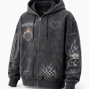 Sudadera con capucha y cremallera con efecto ácido al por mayor con opciones personalizadas - Directo del fabricante OEM - Product Image 3