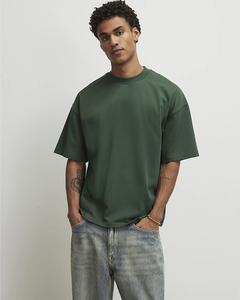 เสื้อยืดโอเวอร์ไซส์ผู้ชาย ผ้าฝ้าย 100% หนานุ่ม ระบายอากาศได้ดี เป็นมิตรต่อสิ่งแวดล้อม ทรงหลวม ไหล่ตก แขนสั้น คอกลม ไม่มีลาย - Product Image 1