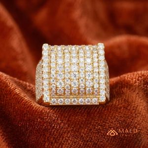 <b>Mens</b> Gold Tone Moissanite Square <b>Ring</b> Luxury Hip Hop Engagement Wedding Statement Jewelry Fashion Wear - Product Image 5
