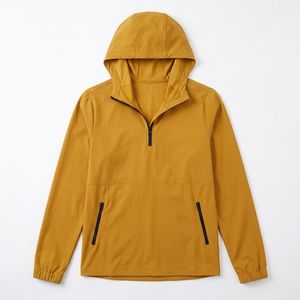 Veste coupe-vent en nylon pour homme, demi-zip, imperméable, légère, doublée de mesh, vêtements de sport pour la course à pied et la salle de sport - Product Image 5