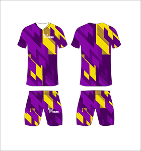 Conjunto de Uniforme de Fútbol Personalizado por Sublimación en Morado y Amarillo, Transpirable, para Entrenamiento, Venta al Por Mayor, Secado Rápido - Product Image 1