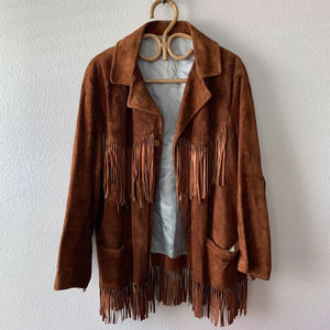 Veste en cuir suédé de style western pour hommes et femmes avec franges OEM - Product Image 1