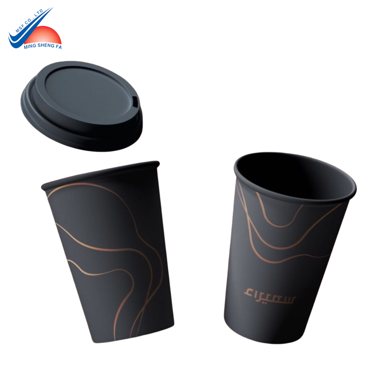 Custom Printed Disposable Paper Coffee Cup with Lid for Cafe and Beverage Packaging