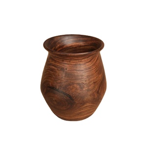 Jarrón de madera de mango hecho a mano, jarrón de madera Natural con acabado liso para decoración del hogar, artesanía rústica única ecológica para sala de estar - Product Image 1
