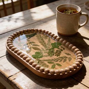 Juego de bandejas de madera hechas a mano, forma personalizada, ecológicas para el hogar y la cocina, de la India. - Product Image 1