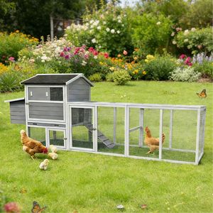 Gallinero Grande para Exteriores con Nido, Jaula de Madera Gris para Gallinas con Casa Principal, Conejera Impermeable, Jaula Premium para Animales - Product Image 2