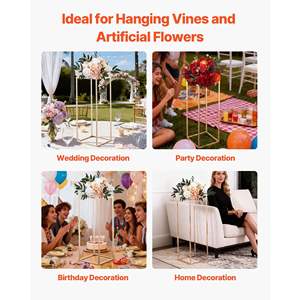 10 Piezas de Soporte de Flores de Columna Dorada de 31.5 Pulgadas, Exhibidor Floral Rectangular de Metal Laminado para Decoración de Bodas y Cumpleaños, Centro de Mesa - Product Image 6