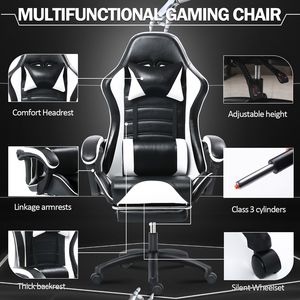 Adult Ergonomically Designed Electronic Gaming Chair with PU Leather Lounge Chair Footstool and Waist Support-Game Lounge Chair - Product Image 6