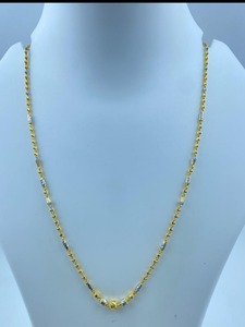 Exquisita Cadena de Oro Sólido de 22K en Dos Tonos con Cuentas Decorativas, Cadena de Oro Amarillo 916 con Sello BIS, Joyería Corporal Unisex - Product Image 2