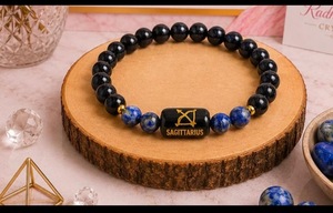 Rehmat Agate Natural Tiger Eye Crackle <b>Crystal</b> Ball Shape Leo Zodiac Charm <b>Beaded</b> Handmade Stretch Gemstone <b>Bracelet</b> - Product Image 2
