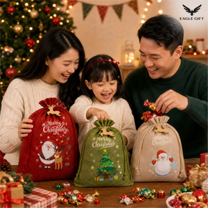 Bolsas de Lino Rústicas con Cordón para Navidad, Bolsas de Regalo en Blanco para Sublimación, Bolsitas para Dulces, Sets para Fiestas Navideñas - Product Image 4