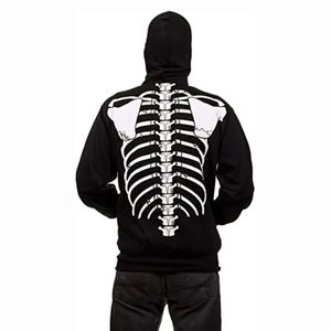 Sudadera con capucha y cremallera completa para hombre, diseño de esqueleto, estilo urbano, con cremallera frontal - Product Image 2