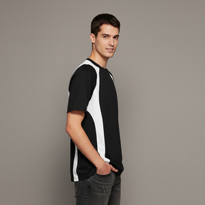 เสื้อยืดทรงหลวมแบบใหม่ ผ้าฝ้าย 100% สีทูโทน สำหรับผู้ชาย เป็นมิตรกับสิ่งแวดล้อม น้ำหนัก 180 กรัม รับสั่งทำพร้อมพิมพ์โลโก้ดิจิทัล สไตล์สตรีทแวร์ - Product Image 3
