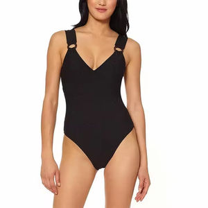 Último Estilo Conjunto de Traje de Baño de Tres Piezas Sólido, Sexy, Casual, con Hombros Caídos, que Incluye Bikini, Falda de Playa y Top Corto por Encima de la Rodilla - Product Image 1