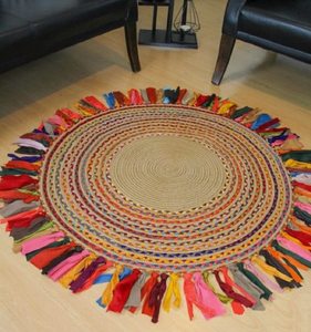 Eco Friendly Carpet 100% <b>Natural</b> Braided Jute & Recycled Cotton Handmade Reversible anti slip jute <b>rugs</b> for floor mats table mat - Product Image 6