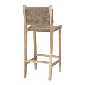 Chaise de bar en rotin artisanale avec motif tressé classique et dossier rond pour bistro, café et mobilier d'hôtellerie - Product Image 4