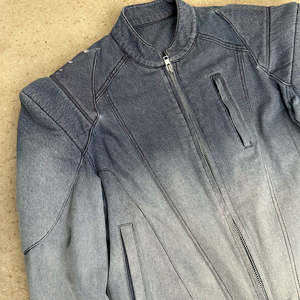 Abrigo vaquero informal vintage de otoño-invierno para hombre, 100% algodón, efecto desgastado por el sol, con cinturón y cuello alto, cremallera, estilo urbano, OEM - Product Image 2