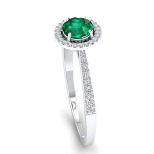 Bague REYES en argent sterling 925 avec émeraude naturelle taille brillant rond de 0,84 carat et moissanite VVS – Bagues de fiançailles - Product Image 3