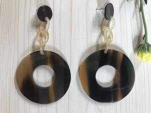 Handmade Luxury Buffalo Horn Earrings for Women Eco-Friendly <b>Crystal</b> <b>Animal</b> Art Collectible Fashion Accessories Stylish Look - Product Image 3