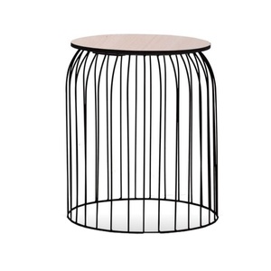 Mesa de centro de alambre de hierro para el hogar, muebles de sala de estar, Metal decorativo, Base superior de madera de forma redonda moderna - Product Image 1