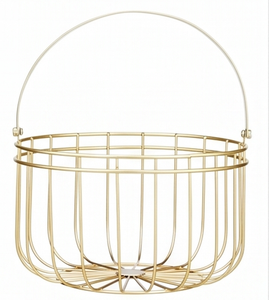 Modern Metal <b>Wire</b> <b>Storage</b> <b>Basket</b> with Handle Circle Shape for Neatening Multi-Purpose Use Stylish Tabletop Accent - Product Image 4