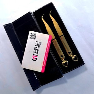 Pinzas para Pestañas de Plasma Doradas GETUP BROSONS, Punta Suave de Precisión, Empaque en Caja con Diseño de Corazón - Product Image 6