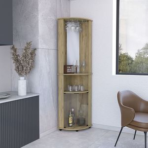 Rialto Macadamia Finish <b>Corner</b> <b>Bar</b> Cabinet with Three Shelves - Product Image 1