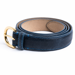 <b>Women</b> <b>Navy</b> Blue Leather <b>Belt</b> Gold Buckle Fashion Waist <b>Belt</b> for Ladies Casual Dress Jeans Wholesale Supplier Custom OEM Exporter - Product Image 4