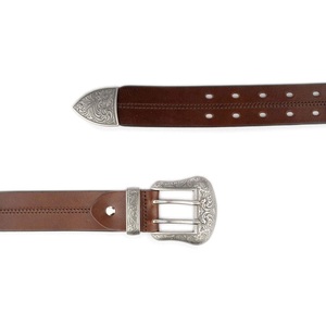 Cinturón de Cuero Genuino Estilo Occidental con Hebilla Plateada Tallada para Hombres y Mujeres, Uso Casual - Product Image 5