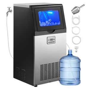 Attrezzatura di Refrigerazione per Cucine Commerciali, Macchina per il Ghiaccio in Acciaio Inox, Produzione 120 Libbre/24h, Capacità di Stoccaggio 30 Libbre - Product Image 1