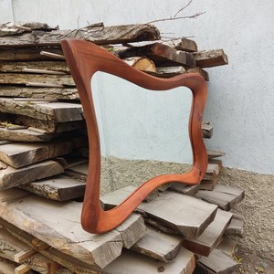 Miroir mural rond en bois fait main, respectueux de l'environnement, avec cadre, taille personnalisable, décoration moderne pour la maison - Product Image 6