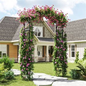 Arco da Giardino per Esterni con Traliccio 170x39x210 cm, Supporto in Metallo Rivestito in PE per Piante Rampicanti - Product Image 3