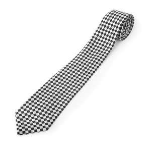 เนคไทลายตารางหมากรุกสีดำขาวแบบสั่งทำพิเศษสำหรับผู้ชาย ขายส่ง - Product Image 3
