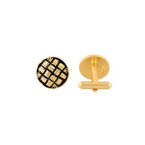 Mancuernillas Redondas Negras Chapadas en Oro de Lujo para Hombre, Accesorios de Camisa Formal Texturizados, Regalo de Boda o Negocios, Mancuernillas de Diseñador - Product Image 6