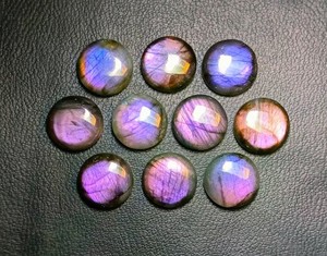 Paire de cabochons ronds en labradorite violette rare de 23 mm, labradorite violet feu, pierres précieuses en vrac pour la fabrication de bijoux - Product Image 6