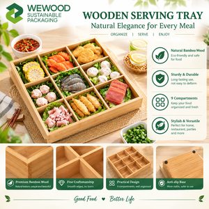 Bandeja de Almacenamiento Cuadrada de Madera WEWOOD con 8-11 Compartimentos para Refrigerios, Nueces, Frutas, Joyas y Accesorios Pequeños - Product Image 2