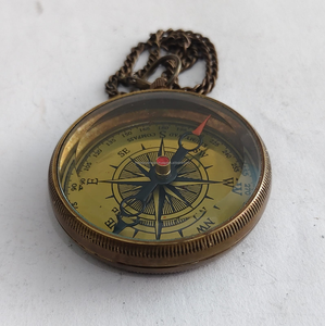 Brújula de Bolsillo de Latón con Cadena, Buscador de Dirección Náutico Vintage, Brújula Decorativa Clásica - Product Image 2