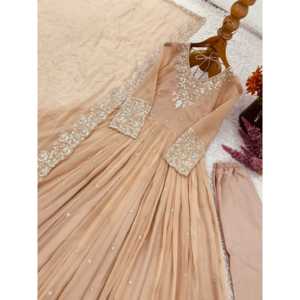 ชุด anarkali ดีไซเนอร์ปักลายรุ้งสำหรับงานตอนเย็น - Product Image 4