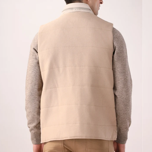 <b>Men's</b> Sleeveless Fleece <b>Vest</b> Mandarin Collar Zipper Closure Solid Color Autumn Breathable Polyester Cotton Mix - Product Image 3